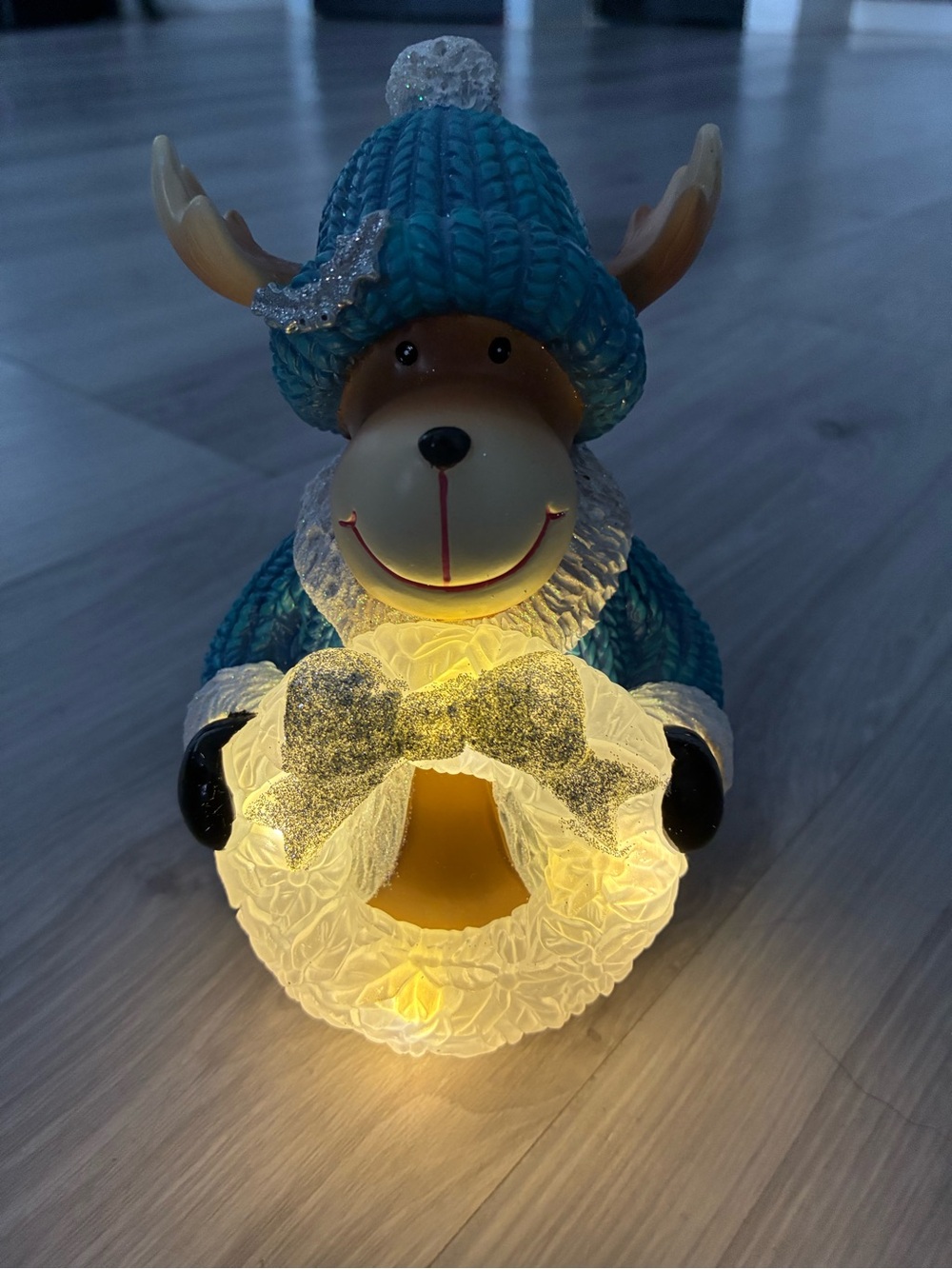 Blue Holiday Reindeer LED Accent Figurine -6 inch new